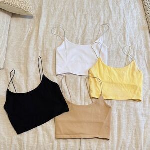 Zara Spaghetti Strap Crop Tank - White, Yellow, Black, Tan - SELLING ALL FOUR